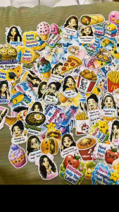 100 pcs Assorted Cartoon Stickers with Food and Motivational Themes