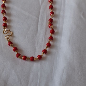 Indian Thali Chain with Red Beads - Classic Imitation Jewelry (Single Layer)