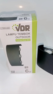 Lampu Dinding Hias Outdoor Cahaya Atas Bawah Lampu Minimalis VDR Dua Sisi - Warm White (3000k) - Hitam