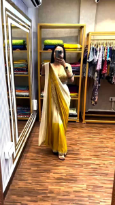 *🥻WE 👀ARE LAUNCHING NEW SUPERHIT PADDING COLOR CHINON FABRIC READY TO WEAR SAREE WITH REAL MIRROR LACE BORDER WORK AND FULLY STITCHED FANCY PATTERN BLOUSE🥻* (Pre-Order: 2/3 Weeks Delivery) HR030425