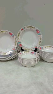 จานชามยกชุด ลายแคนดี้เรน เมลามีนแท้เกรดเอ ตราฟลาวเวอร์แวร์/ตราดอกไม้