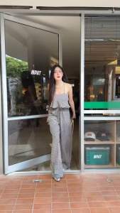 ชุดเซตผ้าลายตารางสก็อตดีเทล เสื้อผูกคอระบายชาย ด้านหลังดึงยางนะคะ กางเกงขากระบอกมีกระเป๋าข้าง