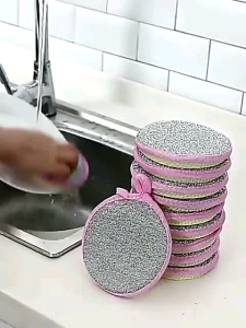 Spons Sabut Cuci Piring BULAT 2 LAPIS / Sponge Spons Cuci 2 Sisi Bolak Balik