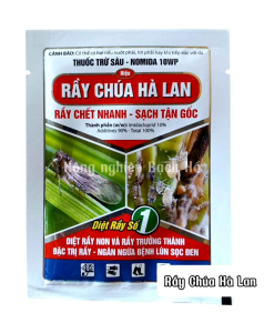 Thuốc trừ sâu RẦY CHÚA HÀ LAN - NOMIDA 10WP Diệt rầy nhanh - Sạch tận gốc và đặc trị Rầy non và rầy trưởng thành - Ngăn ngừa bệnh lùn sọc đen II Gói 10g thuốc cho 12 - 16 lít nước