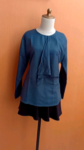 atasan wanita biru M cewek blouse santai kerja kuliah