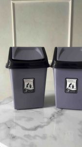 Tempat Sampah Tutup Segi Abu Hitam 10 Liter 5 Liter 15 Liter Tong Sampah Tutup Goyang Tempat Sampah Dapur