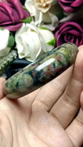 Ruby zoisite / Anyolite Crystal Stone bangle 54mm+ 红绿宝异象红绿宝(也称红蓝宝)花海意境花绿宝手镯 54mm+