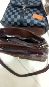 KEENSA Tas Wanita Selempang Selly Bag Tas Bahu Wanita Shoulder bag Kulit PU Motif Catur Z