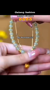 Medanbro Acc-149 Aksesoris Fashion style Gelang wanita Giok motif kacang merah hijau Gelang giok titanium