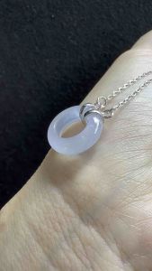 Natural Genuine | Loveau Jewel | • Type A Burmese Icy Lavender Jadeite Donut Necklace • 15.4mm | S925