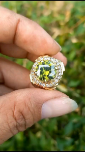 Cincin Batu Green Peridot  Mewah Elegan