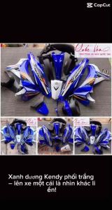 Bộ nhựa Sirius xăng cơ màu xanh kendy phối trắng dán sẵn tem. nhựa abs đen 1/2