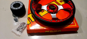 Paket Setir Racing Momo 13 Inch + Boskit Suzuki Toyota Daihatsu Mitsubishi Honda Stir Universal