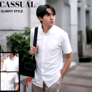 BAJU KEMEJA POLOS PUTIH LENGAN PENDEK | KEMEJA PUTIH | HEM PUTIH