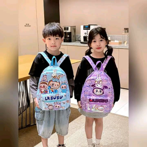 Balo đi học mầm non vải dù nhẹ in hoạt hình labubu cho bé mã 8013