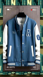 JAKET VARSITY LOGO A BAHAN FLEECE HALUS KOREA STYLE ALL SIZE S M L XL2XL3XL4XL5XL6XL