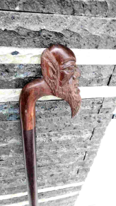 Tongkat Jalan Kayu Galih Asem Ukir Pak Jenggot C19