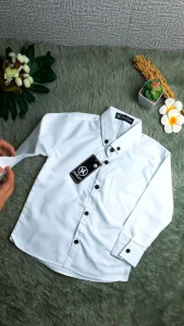 Kemeja Putih Anak Laki-Laki Lengan Panjang Formal Casual Sekolah Baju Anak Cowok Polos Katun Elegan