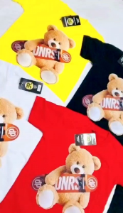 Baju Laki Laki Dan Perempuan Kaos Anak Teddy Bear Keren Katun Premium Lembut Usia 1-10 Tahun