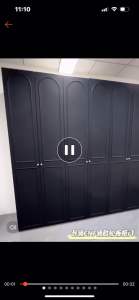 French antique wardrobe European pine board black cabinet home economical wardrobe