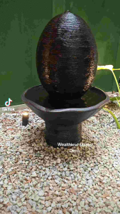 S107 Brown Egg Feng Shui Water Fountain Ball Pond Kolam Air Sandstone Garden Water Feature Balinese 风水流水喷泉瀑布池 Deco Home