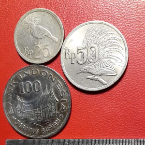 Koleksi koin kuno Indonesia lawas 3 Keping Bahan Nikel Tahun 1971/1978
