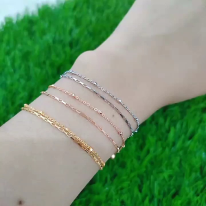 GELANG RANTAI JEDAR KOMBINASI MINI PAPER CLIP +1 BEL /GELANG PERAK SILVER 925 LAPIS EMAS/ GELANG FASHION WANITA TERBARU