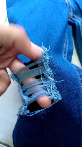 celana anak soft jeans Stretch denim biru tua sobek di lutut 8-12 BULAN - 13 TAHUN Bisa bayar di tempat / cod