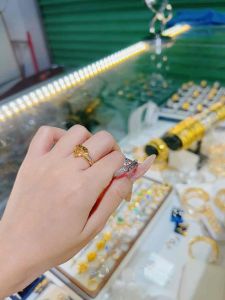 Nhẫn hoạ tiết kim cương siêu đẹp Kami trang sức sỉ N5