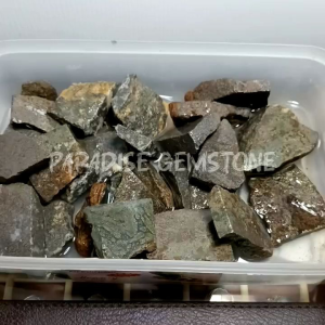 NATURAL BATU Bahan Lempengan Akik Badar Besi Papua Klep Perak