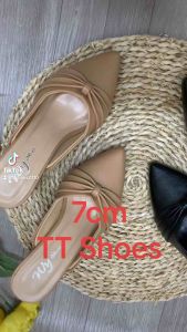 Giày sục nữ 7cm đính nơ giữa cao cấp đế tpr chống trơn trượt TT Shoes933 tinoben7cm