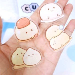 小麻薯汤圆亚克力卡通胸针 diy书包背包帽子笔盒服饰别针徽章挂件配饰 Mochi Kids Brooch Badge Pin Deco School Pencil Bag Kerongsang Hiasan Topi Gift Hadiah Hiasan Beg Topi XZ95