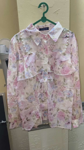 7843 ATASAN WANITA ELINDA LONG SLEEVE FLORAL SHIRT LENGAN PANJANG KOREAAN