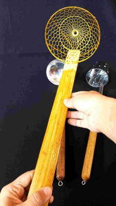 1 paket isi set 3 pcs alat masak mie bakso saringan anyam sepuh kuning + irus/sinduk stainless steel + kocokan toge stainless steel