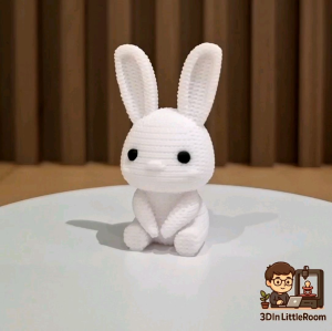 Adorable 3D Printable Miniature Animal Figurines - Bunny Hippo Elephant with knitted texture perfect for decor desk setup and party pack gift