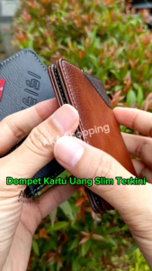 [DSU 01] Dompet Kartu Uang Pria Slim Simple Elegan Dompet Mini Card Holder ATM Kulit