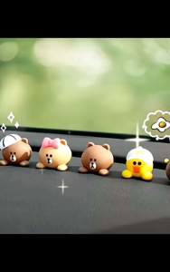 LINE FRIENDS Brownie Bear Cute Cartoon Ornament Dolls Dashboard Decoration Car Interior Accessories Patung Comel Aksesori Kereta 汽车可爱玩偶摆件