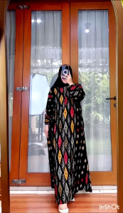 Gamis Multicolor Black Series Rayon Super Samitex / Gamis Premium Batik Cap Multi Colour Reslelting Depan Busui Friendly / Dress Long Black Series Motif Batik Multicolor Premium Elegan Mewah Kekinian