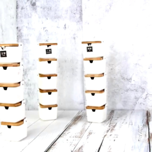 Tempat Penyimpanan Bumbu Dapur Keramik Dengan Nampan Kayu Tempat Penyimpanan Oil Vinegar