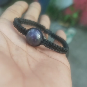 gelang tali shamballa batu kecubung ungu natural 12mm