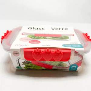 Melii 1050ml / 35.5oz Glass Food Storage Container Strawberry Lid