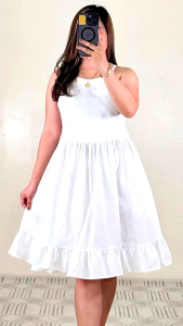 MEDIUM TO LARGE • Hailey Ruffles Midi Halter Dress