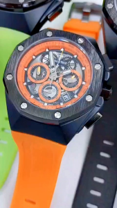 GROSIR TERMURAH!!!...Jam Tangan Pria Keren New AP CHRONOGRAPH Body Black Strap Rubber Grade Super