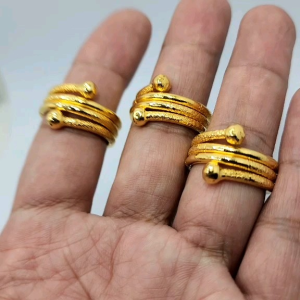 Cincin Lidi Spiral Ukir Pasir Lapis Emas 24k