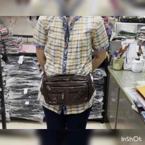 กระเป๋าคาดเอว หนังพิมพ์ Airliner พ่อค้า 8ช่องซิป 10นิ้ว พร้อมลาย (NO.88030)