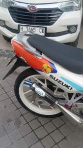 Knalpot Satria 2 tak model standar samping DBS Carbon Stainless Fullsystem