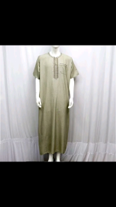 Exclusive Jubah Cotton Lelaki Ikaf Sulam Lengan Pendek