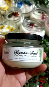 Scented Candle -Pure Soy Wax Candle (Hand-poured pure soy wax with dried flowers-lid can be gold or black)