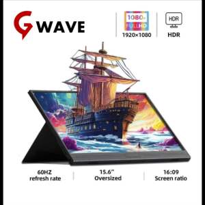 GWAVE 15.6” Portable Monitor FHD 1920*1080 Working/Gaming for Laptop Phone Switch PS4 Ps5 XboX MacBook)/ Portable display/ Portable screen