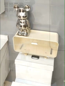 OHHDEER Large Capacity Toilet Wall Mounted Storage Box No Drilling Required Bathroom Supplies Storage Box Simple Style